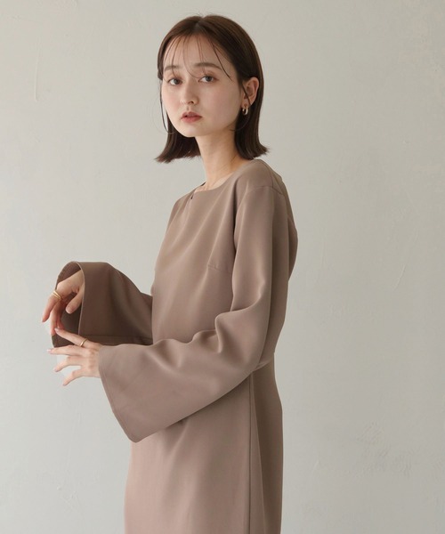 CLEIO（クレイオ）の「【CLEIO】ベルスリーブフレアロングワンピース/BELL SLEEVE FLARE LONG DRESS/293-10607（ドレス・レディース・モカ/アイボリー・FREE）」の22枚目の写真