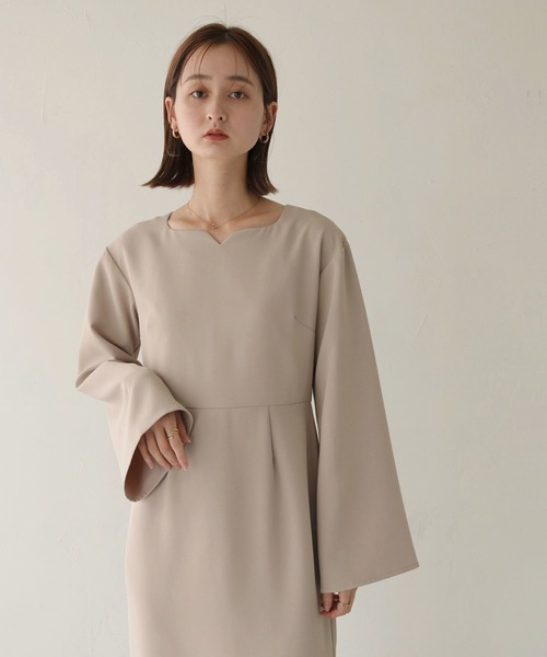 CLEIO（クレイオ）の「【CLEIO】ベルスリーブフレアロングワンピース/BELL SLEEVE FLARE LONG DRESS/293-10607（ドレス・レディース・モカ/アイボリー・FREE）」の11枚目の写真
