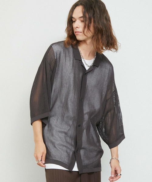 JUNRED(ジュンレッド)の「ドライタッチオープンカラーニットシャツ(シャツ/ブラウス・メンズ・チャコールグレー/ライトグレー/パープル・S/M/L)」の19枚目の写真