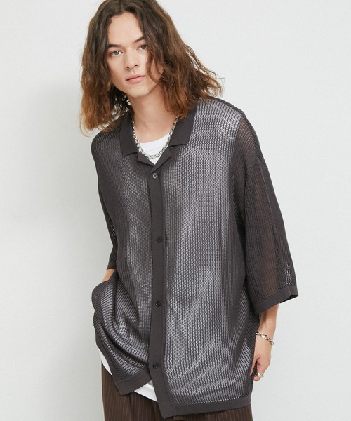 JUNRED(ジュンレッド)の「ドライタッチオープンカラーニットシャツ(シャツ/ブラウス・メンズ・チャコールグレー/ライトグレー/パープル・S/M/L)」の20枚目の写真