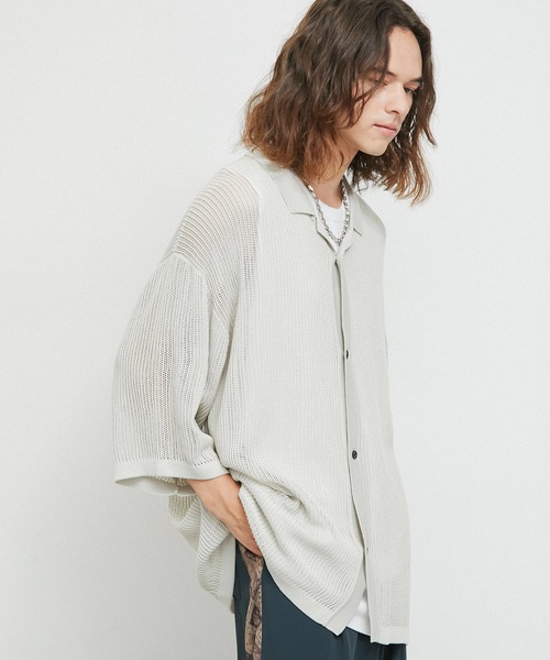 JUNRED(ジュンレッド)の「ドライタッチオープンカラーニットシャツ(シャツ/ブラウス・メンズ・チャコールグレー/ライトグレー/パープル・S/M/L)」の21枚目の写真