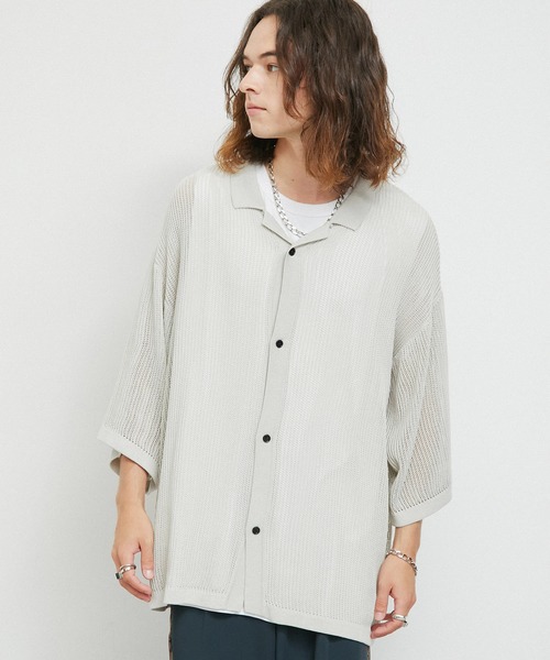 JUNRED(ジュンレッド)の「ドライタッチオープンカラーニットシャツ(シャツ/ブラウス・メンズ・チャコールグレー/ライトグレー/パープル・S/M/L)」の22枚目の写真