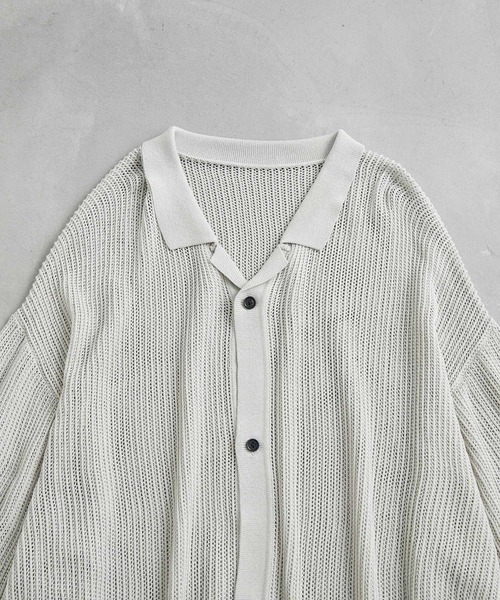 JUNRED(ジュンレッド)の「ドライタッチオープンカラーニットシャツ(シャツ/ブラウス・メンズ・チャコールグレー/ライトグレー/パープル・S/M/L)」の12枚目の写真