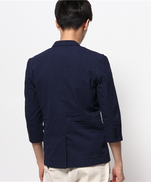 CIAOPANIC（チャオパニック）の「【Ciaopanic】　シアサッカー7分テーラー（テーラードジャケット・メンズ・ブラック/ネイビー・LARGE/MEDIUM）」の6枚目の写真