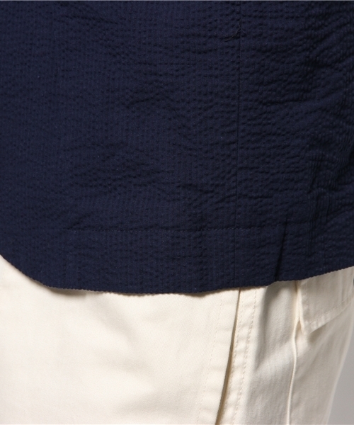 CIAOPANIC（チャオパニック）の「【Ciaopanic】　シアサッカー7分テーラー（テーラードジャケット・メンズ・ブラック/ネイビー・LARGE/MEDIUM）」の4枚目の写真