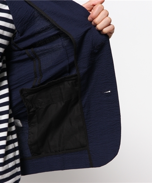 CIAOPANIC（チャオパニック）の「【Ciaopanic】　シアサッカー7分テーラー（テーラードジャケット・メンズ・ブラック/ネイビー・LARGE/MEDIUM）」の10枚目の写真