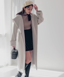 mysty woman | フードガウンマキシコート　704991(ノーカラーコート)