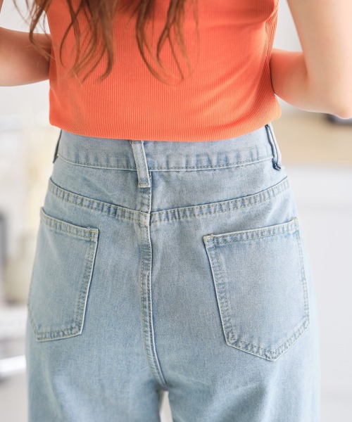 acro（アクロ）の「ウエストホックデザインハイウエストワイドストレートデニム/AC3638（デニムパンツ・レディース・ライトブルー/ブラック/ホワイト/ピンク・M/L）」の10枚目の写真