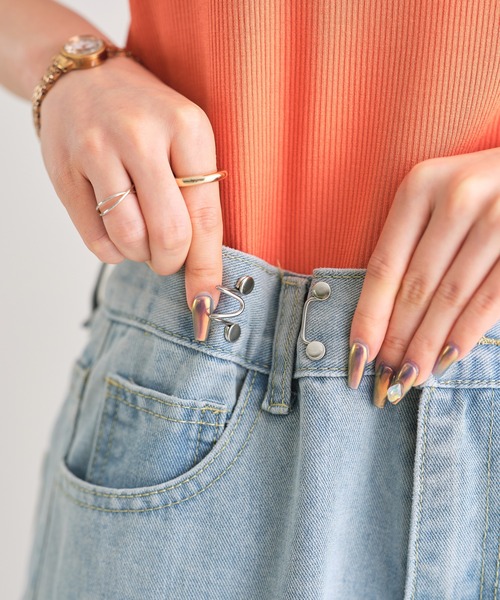 acro（アクロ）の「ウエストホックデザインハイウエストワイドストレートデニム/AC3638（デニムパンツ・レディース・ライトブルー/ブラック/ホワイト/ピンク・M/L）」の11枚目の写真