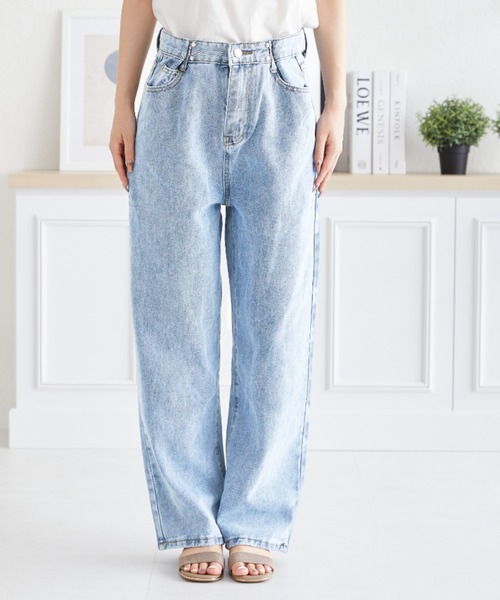 acro（アクロ）の「ウエストホックデザインハイウエストワイドストレートデニム/AC3638（デニムパンツ・レディース・ライトブルー/ブラック/ホワイト/ピンク・M/L）」の15枚目の写真