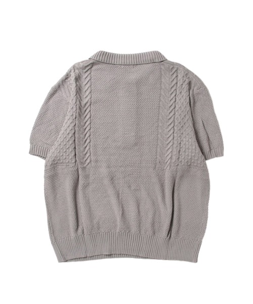 Lulu ＆ Arnie（るるあんどあーにー）の「オーバーサイズ ケーブル編み サマーニット ポロシャツ（ニット/セーター・メンズ・ブラック/ブラウン/グレイッシュベージュ・MEDIUM/LARGE）」の8枚目の写真