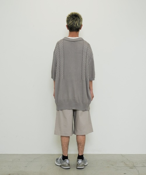 Lulu ＆ Arnie（るるあんどあーにー）の「オーバーサイズ ケーブル編み サマーニット ポロシャツ（ニット/セーター・メンズ・ブラック/ブラウン/グレイッシュベージュ・MEDIUM/LARGE）」の17枚目の写真