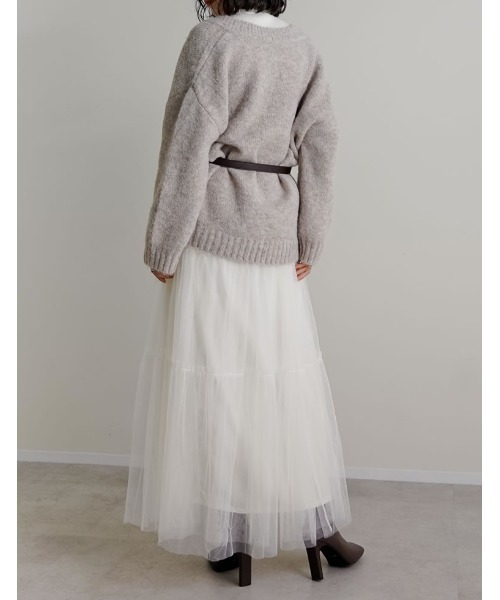 Re:EDIT（リエディ）の「[低身長サイズ有][2点セット]2WAYペチコート付きティアードフリルチュールボリュームスカート（スカート・レディース・アイボリー/チャコールグレー/ブラック/レオパード/チェック・LARGE/SHORT/MEDIUM）」の11枚目の写真