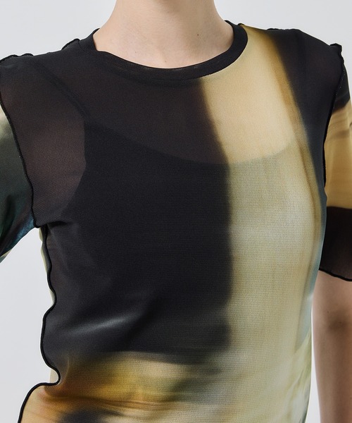 STUDIOUS(ステュディオス)の「【PUBLIC TOKYO/パブリックトウキョウ】ライトトレイルプリントトップス(Tシャツ/カットソー・レディース・ブラック/ピンク・FREE)」の4枚目の写真