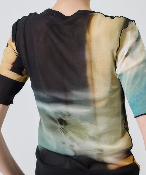 STUDIOUS(ステュディオス)の「【PUBLIC TOKYO/パブリックトウキョウ】ライトトレイルプリントトップス(Tシャツ/カットソー・レディース・ブラック/ピンク・FREE)」の11枚目の写真