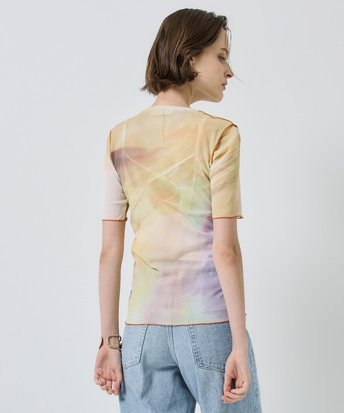 STUDIOUS(ステュディオス)の「【PUBLIC TOKYO/パブリックトウキョウ】ライトトレイルプリントトップス(Tシャツ/カットソー・レディース・ブラック/ピンク・FREE)」の3枚目の写真