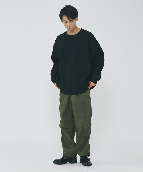 MYSELF ABAHOUSE（マイセルフアバハウス）の「ルーズ シルエット ポリ ハイゲージ クルーネック ニット（ニット/セーター・メンズ・ホワイト系その他/ブラック/オレンジ/ブルー系その他/ベージュ・S/M/L/XL）」の6枚目の写真