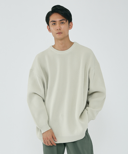 MYSELF ABAHOUSE（マイセルフアバハウス）の「ルーズ シルエット ポリ ハイゲージ クルーネック ニット（ニット/セーター・メンズ・ホワイト系その他/ブラック/オレンジ/ブルー系その他/ベージュ・S/M/L/XL）」の16枚目の写真