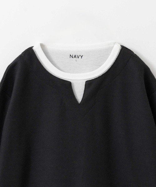 NAVY(ネイビー)の「キーネックフェイクレイヤード長袖Tシャツ(Tシャツ/カットソー・メンズ・ネイビー/グレイッシュベージュ/グリーン/チャコール・XL/L/M/S)」の6枚目の写真