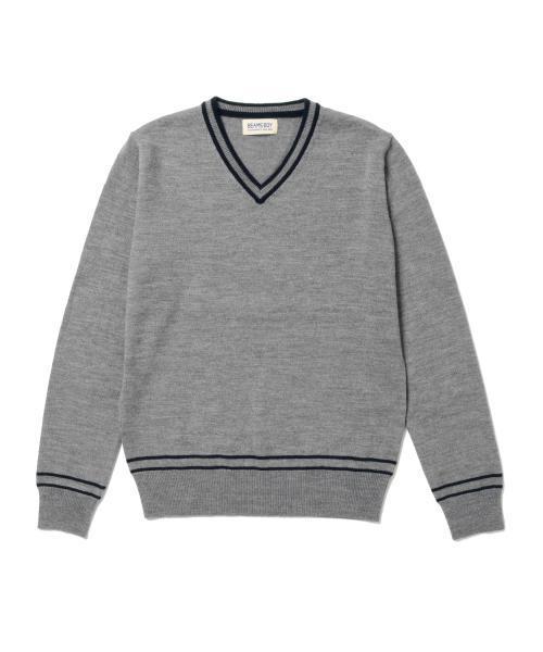 BEAMS BOY（ビームスボーイ）の「BEAMS BOY / 12ゲージ エルボーパッチ ラインV（ニット/セーター・レディース・ネイビー/グレー/ワイン・ONE SIZE）」の14枚目の写真