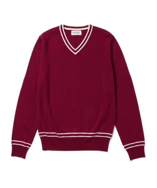 BEAMS BOY（ビームスボーイ）の「BEAMS BOY / 12ゲージ エルボーパッチ ラインV（ニット/セーター・レディース・ネイビー/グレー/ワイン・ONE SIZE）」の15枚目の写真