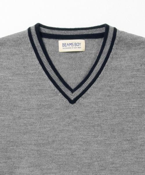 BEAMS BOY（ビームスボーイ）の「BEAMS BOY / 12ゲージ エルボーパッチ ラインV（ニット/セーター・レディース・ネイビー/グレー/ワイン・ONE SIZE）」の17枚目の写真