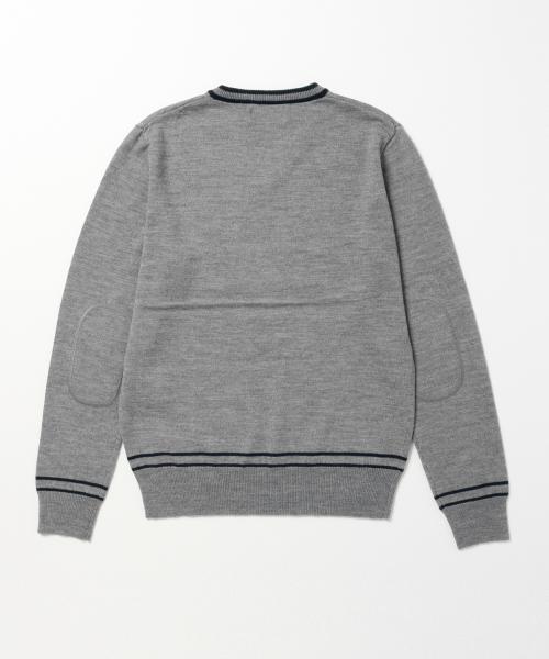 BEAMS BOY（ビームスボーイ）の「BEAMS BOY / 12ゲージ エルボーパッチ ラインV（ニット/セーター・レディース・ネイビー/グレー/ワイン・ONE SIZE）」の9枚目の写真