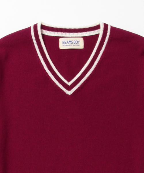 BEAMS BOY（ビームスボーイ）の「BEAMS BOY / 12ゲージ エルボーパッチ ラインV（ニット/セーター・レディース・ネイビー/グレー/ワイン・ONE SIZE）」の10枚目の写真