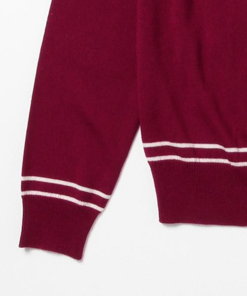 BEAMS BOY（ビームスボーイ）の「BEAMS BOY / 12ゲージ エルボーパッチ ラインV（ニット/セーター・レディース・ネイビー/グレー/ワイン・ONE SIZE）」の11枚目の写真