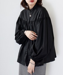 A.N.L 前開きギャザーブラウス