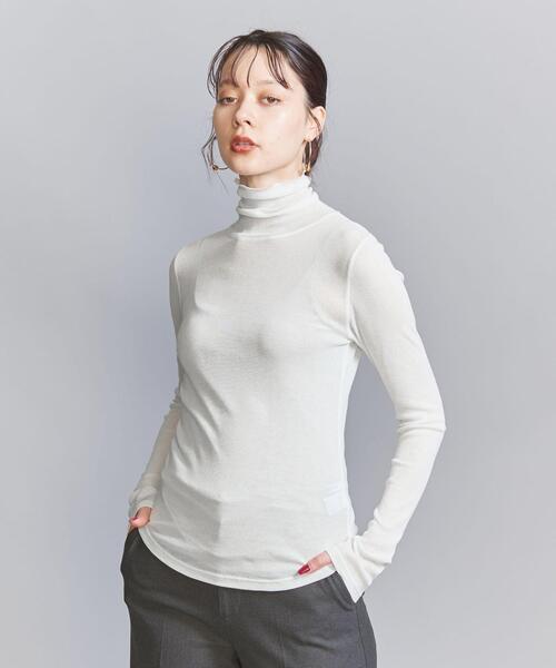BEAUTY&YOUTH UNITED ARROWS(ビューティーアンドユースユナイテッドアローズ)の「コットンテレコ リブ シアー タートルネック カットソー 2(Tシャツ/カットソー・レディース・ブラック/ダークブラウン/ホワイト/ライム/ライトブルー・FREE)」の9枚目の写真