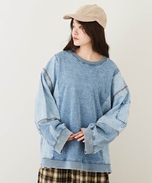 CUBE SUGAR（キューブシュガー）の「WEB限定ケミカルデニムスウェットビッグプルオーバー（スウェット）」
