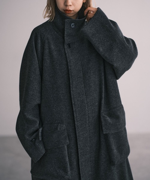 CIAOPANIC（チャオパニック）の「【RAXA/ラシャ】スタンドコート（ステンカラーコート・レディース・サックスブルー/ブラック/グレー/ブラウン/ホワイト・M/L）」の17枚目の写真