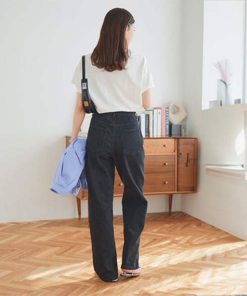 内緒のウエストゴム 超楽ストレッチストレートワイドデニム