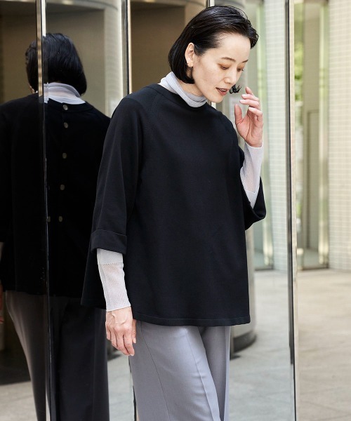 la.f…(ラエフ)の「前後2WAYプレーティングニット≪手洗い可能≫(ニット/セーター・レディース・ブラック/ベージュ/グリーン・9号)」の1枚目の写真