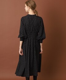 23AW・美品☆ドレステリア ウエストシャーリングドットプリントワンピース 34 23AW・美品☆ドレステリア ウエストシャーリングドットプリント
