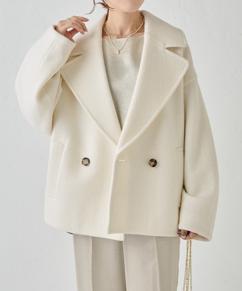 COLLAGE GALLARDAGALANTE（コラージュガリャルダガランテ）の「圧縮ウールコート（その他アウター・レディース・オレンジ/オフホワイト/ネイビー・FREE）」の12枚目の写真