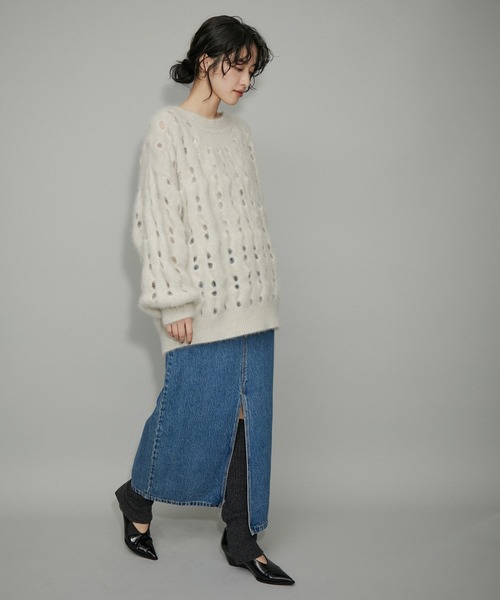 ADAM ET ROPE'（アダムエロペ）の「【WEB限定】リブレッグウォーマー（レッグウォーマー・レディース・チャコールグレー/ブラック/サックスブルー・FREE）」の7枚目の写真