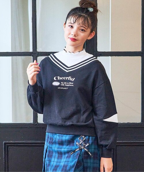 algy（アルジー）の「ラインリブドッキングトレーナー（スウェット・キッズ・ブラック/グリーン/サックスブルー・XX-SMALL/X-SMALL/XXX-SMALL/SMALL/MEDIUM）」の2枚目の写真