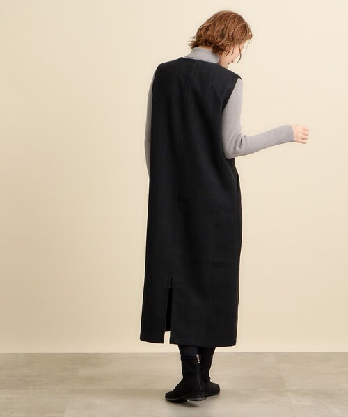 grove（グローブ）の「◆ニュアンスカラーのチェックがキャッチーなキーネックジャンドレ（ワンピース・レディース・ベージュ系1/グレー系1/ブラック・02/03/01/05/04）」の14枚目の写真