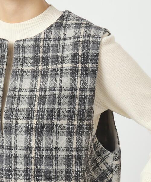 grove（グローブ）の「◆ニュアンスカラーのチェックがキャッチーなキーネックジャンドレ（ワンピース・レディース・ベージュ系1/グレー系1/ブラック・02/03/01/05/04）」の20枚目の写真