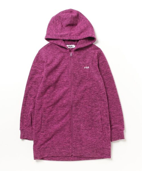 FILA(フィラ)の「カチオン杢フリースロングパーカー(パーカー・レディース・ワイン/ネイビー・L/3L/M/LL)」の1枚目の写真
