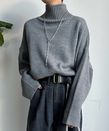 【WEB限定】 袖編地切替タートル