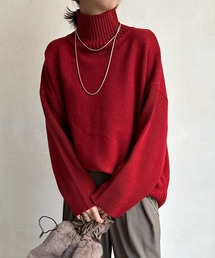 【WEB限定】 袖編地切替タートル