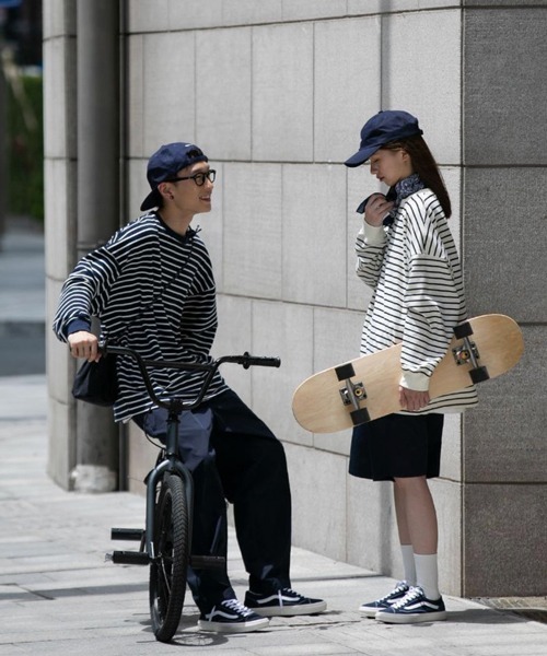 NOWLE（ノウル）の「【NOWLE】ルーズシルエット ボーダー ロンT（Tシャツ/カットソー・メンズ・ネイビー/ホワイト・MEDIUM/X-LARGE/LARGE）」の3枚目の写真