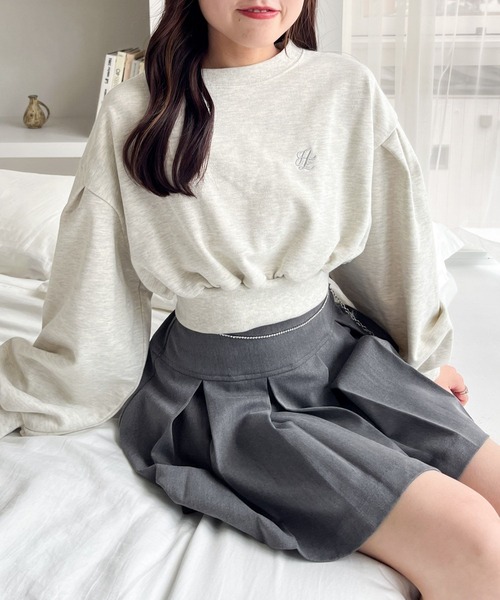 Heather（ヘザー）の「クロップドロゴ裏毛スウェット  102086（スウェット・レディース・ライトブルー/グレー/オートミール・FREE）」の4枚目の写真