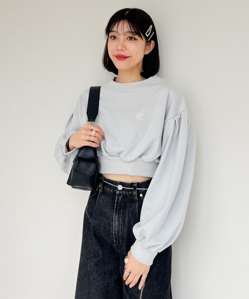 Heather（ヘザー）の「クロップドロゴ裏毛スウェット  102086（スウェット・レディース・ライトブルー/グレー/オートミール・FREE）」の14枚目の写真