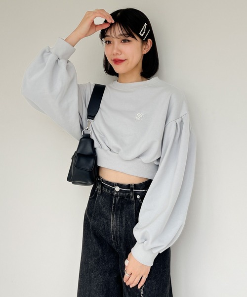 Heather（ヘザー）の「クロップドロゴ裏毛スウェット  102086（スウェット・レディース・ライトブルー/グレー/オートミール・FREE）」の15枚目の写真