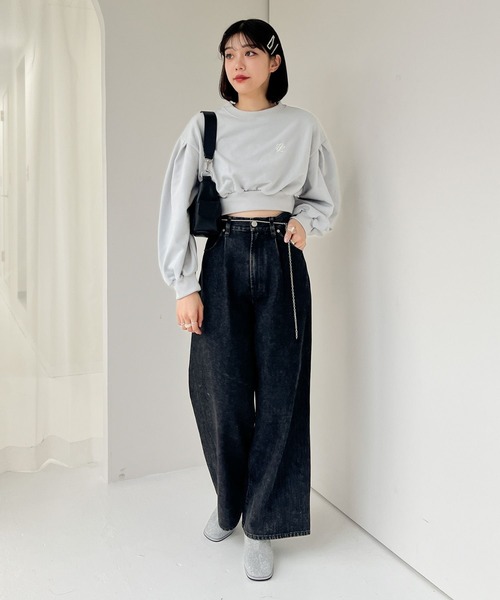 Heather（ヘザー）の「クロップドロゴ裏毛スウェット  102086（スウェット・レディース・ライトブルー/グレー/オートミール・FREE）」の16枚目の写真