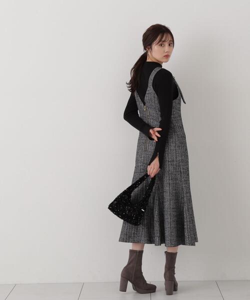 PROPORTION BODY DRESSING(プロポーションボディドレッシング)の「ツイードバックルジャンパースカート(ワンピース・レディース・ベージュ/ブラック・MEDIUM/SMALL)」の5枚目の写真